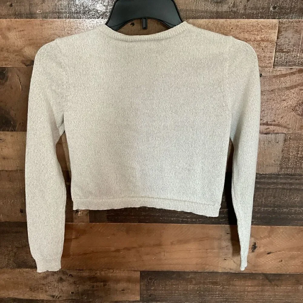 Children’s Place Cardigan Button Front Cream Gold Long Sleeves Girls 10/12 Large